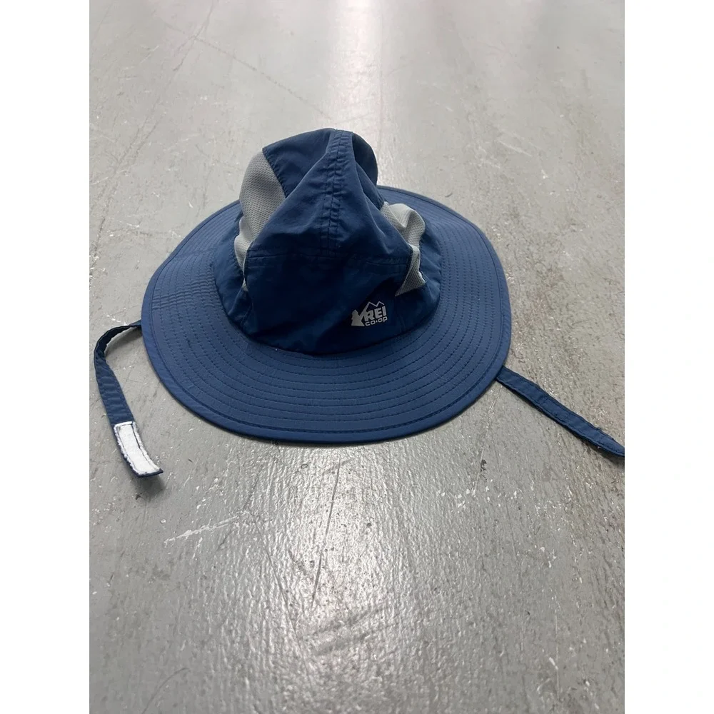 REI Co-op Boonie Hat Kids 4-7Y Blue Gray Chin Strap Wide Brim Outdoor‎ Safari